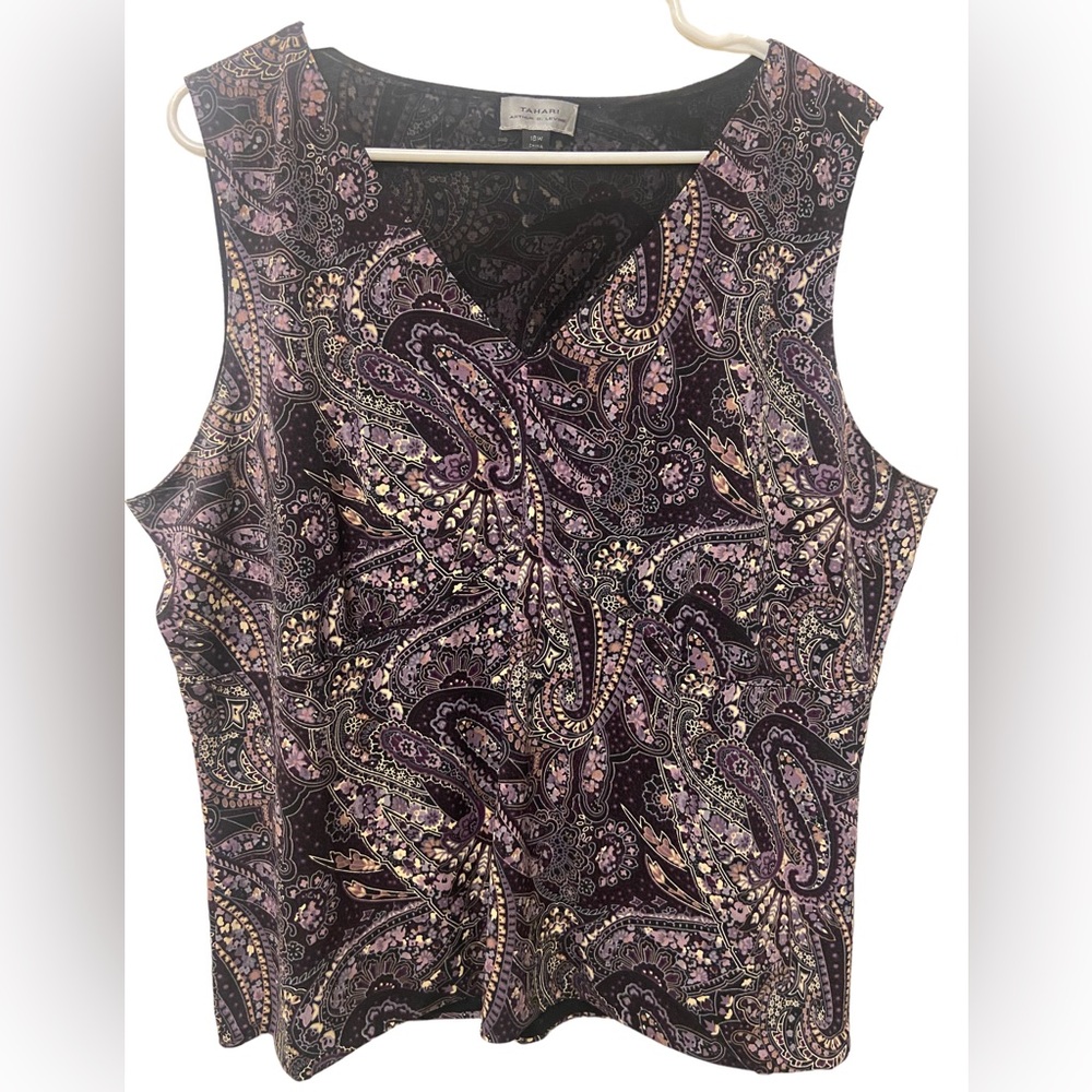 TAHARI ARTHUR S. LEVINE paisley sleeveless top size 18W